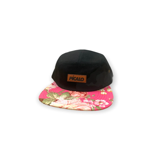 5PANEL NEGRA / FLORES ROSA